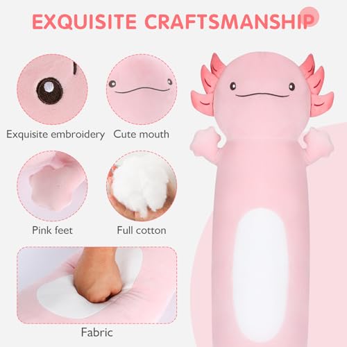 Dalmao 22" Giant Pink Axolotl Stuffed Animal, Cute Soft Long Axolotl Plush Large Body Pillow Big Squishy Plushies Toy, Gift for Kids, Boys, Birthdays by Dalmao - Used condition - Image 3