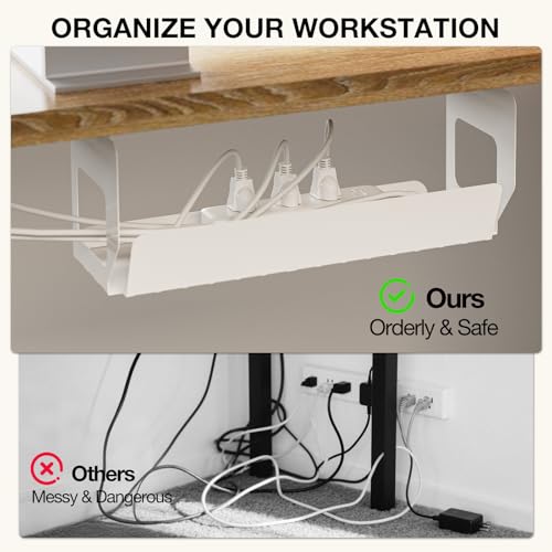 Image of Muvai 59 Inch L Shaped Standing Desk Adjustable Height with Cable Management Tray,Gaming Electric Corner Standing Desk, Sit Stand Computer Table with Reversiable Splice Board,Light Rustic Brown