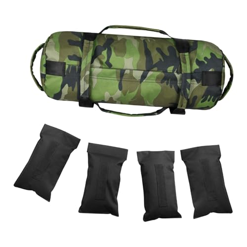 rockible Weighted Sand Bag Unfilled Sandbag Canvas Lightweight with Handles Empty Inner Bags for Strength Training Weightlifting Yoga, Green