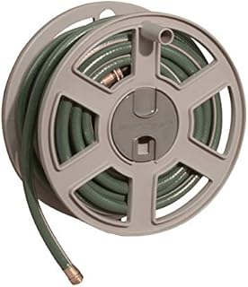 Suncast Sidetracker Garden Hose 100 ft Wall Mounted Tracker with Removable Reel Fully Assembled, feet, Taupe