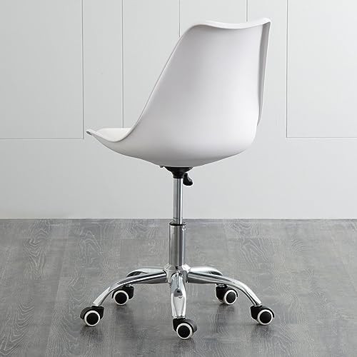 Image of Amazon Brand - Umi Height-Adjustable Modern Revolving Rotary Arm Office Study Desk Chair - Ideal for Spa, Bar, Home - White Color