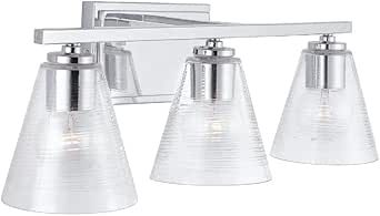 Capital Lighting 138333CH-493 Layla Clear Water Glass Bath Vanity Wall Mount, 3-Light 300 Total Watts, 8" H x 24" W, Chrome