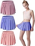 3 Pack Girls Flowy Shorts with Spandex Liner 2-in-1 Youth Butterfly Skirts for Fitness, Running, Sports (Set 3, Youth Small)