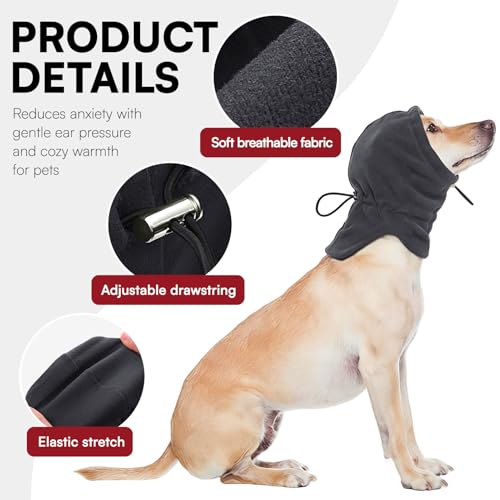 Preferhouse Dog Calming Hoodie Pet Ear Cover, Adjustable Headband for Small Medium Large Dogs, Pet Muffs Head Wraps for Grooming Firework Thunderstorms, Darkgrey XL by Preferhouse - Image 2