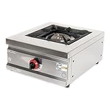 Cleiton® Cocina Industrial a Gas 1 Fuego de 45x50 cm Sobremesa de Acero Inoxidable con Regulador de Fuego y Termopar | Hornillo de Gas Butano para Bares y Restaurantes