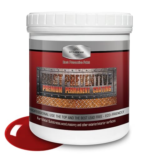 styleonme Water-based metallic paint Anti-Rust Paint Red 32 Fl Oz Metal Primer & Preventive Coating Rust Preventive Paint Stop Rust and Corrosion Permanently (High-Gloss)