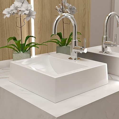 Cuba Pia para Banheiro de Apoio 32x30cm Quadrada Branca Topázio Beltempo