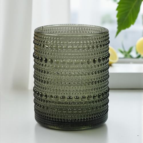Image of Kookee Jupiter Vintage Hobnail Bubble Glass Double Old Fashioned Whiskey Tumbler | Cocktail Drinking Glasses Set of 6 | 300ml Textured Barware (11760)