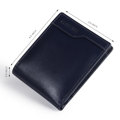 Image of TANSTITCH Slim Leather Wallet | Compact, Minimalist & Thin Wallet | RFID Protected (Blue)