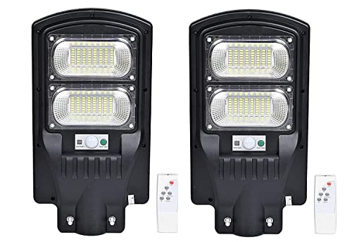 Image of Solar Street Light All in One IP65 Water Resistent Weather Resistent Remote Control Auto ON /Off Motion Sensor Street Light (60W Two Window, 2)