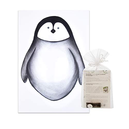 Hej Jojo Fußabdruck Baby Fuß Set Abdruckset Fußabdruckbild"Pinguinbaby" Bild DIN A4 inkl. Schwarzer Farbe KuKiMa Cover