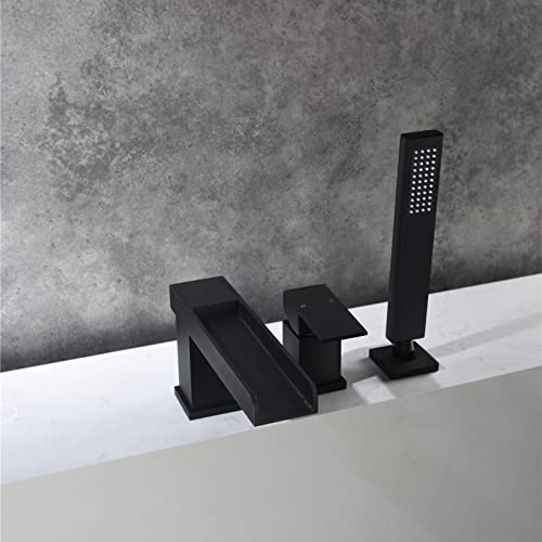 Robinet de Cascade de Baignoire Tap 4 Trous Ensemble Or avec Douche - 7