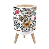 FUIENCFKE Bathroom Trash Can with Lid Trendy Butterflies Animal Leopard Skin Seamless for Fabric All Garbage Bin Waste Basket for Kitchen Office Bedroom Decoration Diaper Pail 1.8 Gallon