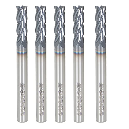 Image of waltyotur 4 Flute 3 /16 Carbide End Mill 5 /8 Cutting Length x 2 Overall Length x 3 /16 Shank Diameter for Aluminum Cut Non-Ferrous Metal Upcut 5 Pieces