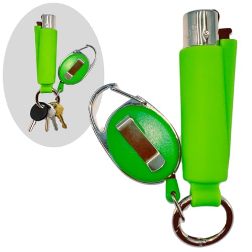 Holder Keychain With Spring Clips | Retractable Sleeve Case For Cp11 Lighters | Attach Cp11 Easily | Clipper Lighter Not Included (green)
