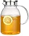 YANRUI Théière Eau Jug Théière en verre Pichet avec couvercle et poignée Iced borosilicate résistant à la chaleur en verre Cruche for le thé / eau chaude et froide / glace vin café lait et de jus de b