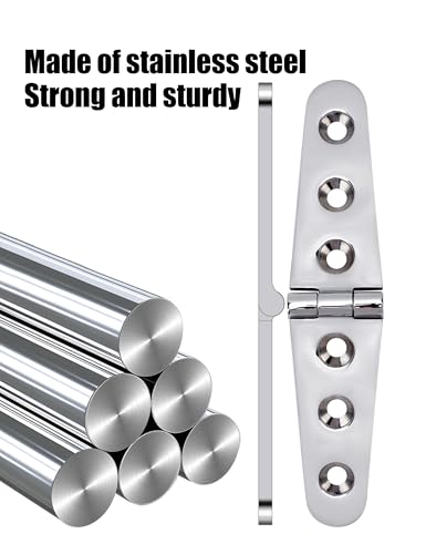 2 Stück Scharniere Marine Karbine Scharnier Marine-Gurtscharnier Edelstahl Marine-Boots Strapazierfähige Türscharnier für Bootsjacht Boots-Riemenscharniere für Tür Tor Schuppen (3 Loch)