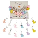 PLIGREAT 12 Pcs Colorful Duck Stitch Markers Cute 3D Swimming Duck Crochet Stitch Marker Charms with Removable Lobster Clasp Locking Knitting Markers for Weaving Sewing Quilting Jewelry Making