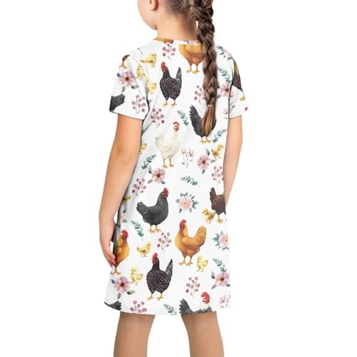 Guinea Pig Dress for Girls 3-14Y Home Play Skater Short Sleeve Midi Shirt Dress Summer Cute Dresses with Pockets2