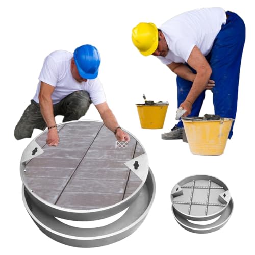 Juego de 3 cubiertas y marco para tanque séptico redondo de alta resistencia de 80 cm de diámetro, escotilla de inspección para albercas de aguas residuales al aire libre