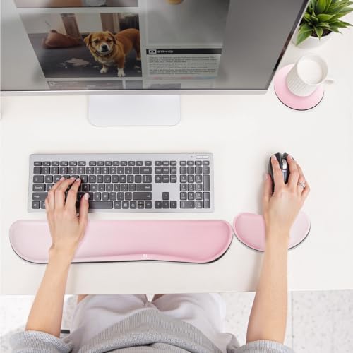 Image of Gimars Upgrade Enlarge Silky Gel Memory Foam Keyboard Wrist Rest, Wrist Rest for Computer Keyboard, Ergonomic Mouse pad Rests for Typing Pain Relief, Wrist Support for Office, Gaming, Pink Gradient