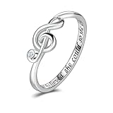 MANBU Music Note Ring for Women Sterling Silver Classic Treble Clef Musical Jewelry Graduation Gifts for Musician Music Student (size 9)