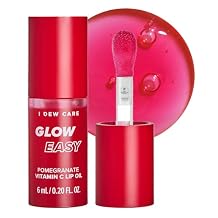 I DEW CARE Lip Gloss - Glow Easy Pomegranate | Jojoba Seed Oil, Vitamin C, Pigmented Glossy Stain, Hydrating, Korean Makeup, Pink Color, Moisturizing, Nourishing Crystal, 0.20 FL Oz