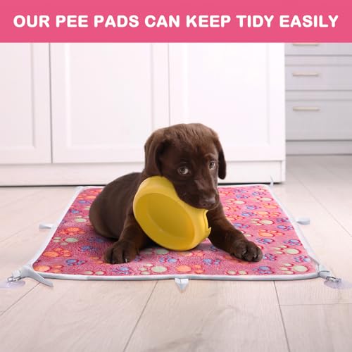 Image of Kajaia 4 Pack Washable Pee Pads with Belt for Pet Crate 18'' x 24 inch Reusable Puppy Pads Waterproof Pet Training Pads Puppy Potty Pads Absorbent Whelping Dog Bed Pad Mat for Playpen Crate