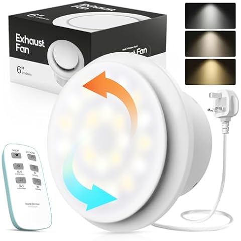 SLUELI 150mm Bathroom Extractor Fan with LED Lights Cover