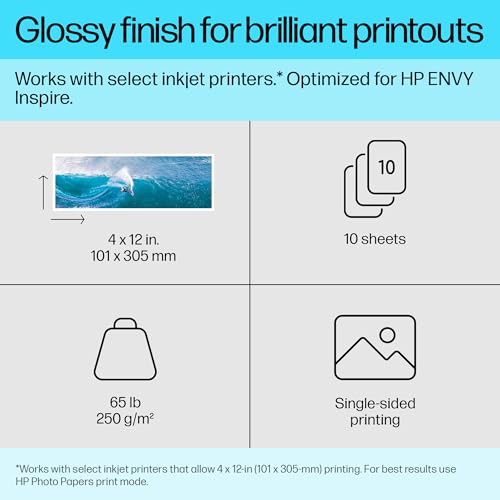 Image of HP Advanced Photo Paper, Glossy, 4x12 in, 10 sheets (49V51A)