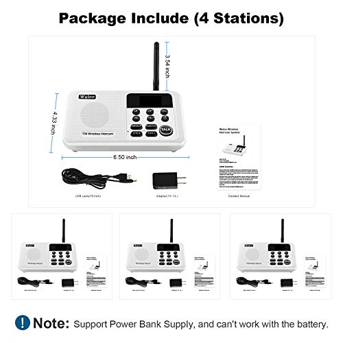 Wuloo Intercoms Wireless for Home 1 Mile Range 22 Channel 100 Digital Code Display Screen, Wireless Intercom System for Home House Business Office, Room to Room Intercom Communication(4Stations White) - Thumbnail 7