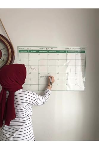 Aylık Planlayıcı Takvim Akıllı Tahta Yazı Tahtası + Kalem Duvara Cama Tahtaya Uygulanır