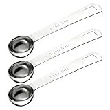 3 cucchiaini dosatori, cucchiai dosatori da 5 ml, in acciaio inox, 1 cucchiaino da tè, 1/3 cucchiaio, cucchiaio dosatore con manico corto per una cottura precisa, cottura e misurazione delle spezie