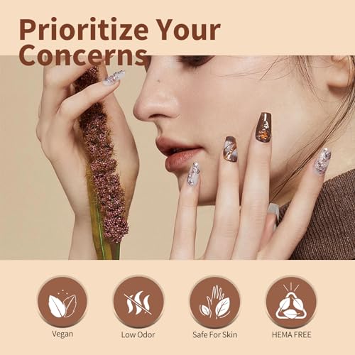 CANNI 6Pcs 9ml Hema-Free Nude Brown Fall Gel Nail Polish Set- Dark Brown Fall Colors Gel Polish Kit DIY at Home Salon Christmas New Year's Gifts for Girls - Image 4