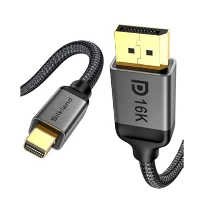 Silkland 16K Mini DisplayPort to DisplayPort 2.1 Cable, [16K@60Hz, 8K@120Hz, 4K@240Hz] 80Gbps Bi-Directional, HDR, G-Sync, Mini DP [Thunderbolt 2] for Gaming Laptop, MacBook, Monitor,6.6FT
