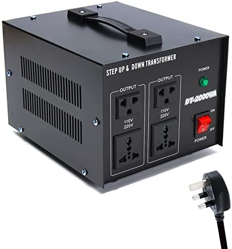 MEISHILE Transformer 2000W Step Up and Down Voltage Regulator Converter Power Transformer AC-AC 220V to 110V 230V / UK to US / 110V to 220V / US to UK Converter 2000 Watts DT-2000VA