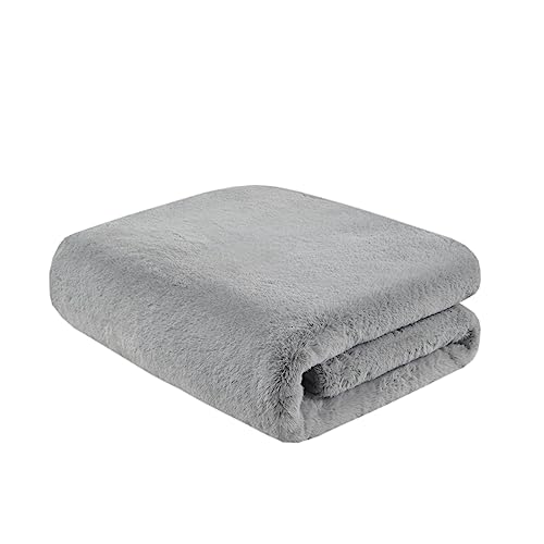 Madison Park Reversible Faux Fur Throw Blanket For Winter, Premium Warm Fuzzy Cover, Luxuriously Soft Velvet Texture Reverse, Cozy For Lounging On Couch, Sofa Ideal For Home Office, 50X60 Grey #TOP6