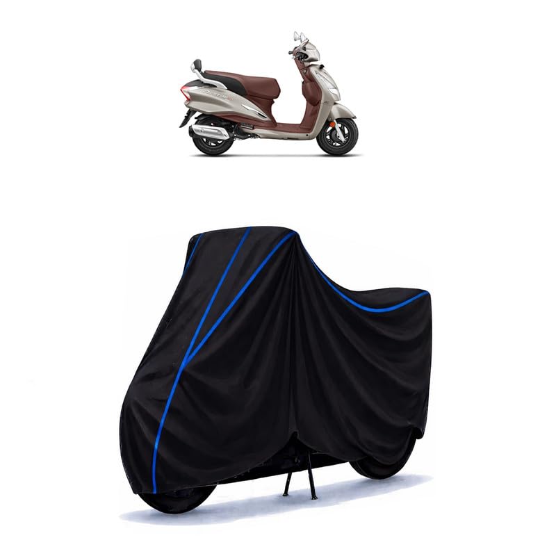Image of Scooty Cover Water Resistant for Destini 125 | Universal Scooter & Bike Cover | Heavy Duty UV Dust, Rain & Scratch Protection Weather Indoor Outdoor | Black with Blue Piping