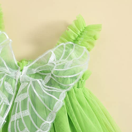 Green Fairy Costume For Girls Halloween Partys, Sleeveless Layered Princess Dress With Butterfly Decor Tinkerbell Fairy Dress Up Costume (Green, 6-12 Months) #TOP4
