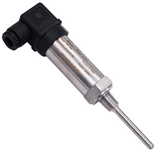 TWTADE Industrial Temperature Sensor Temperature Transmitter -50°C~+150°C, 2-Wire 4-20mA Signal Output 1/4" NPT, Male Thread, Probe Rod Length: 30MM