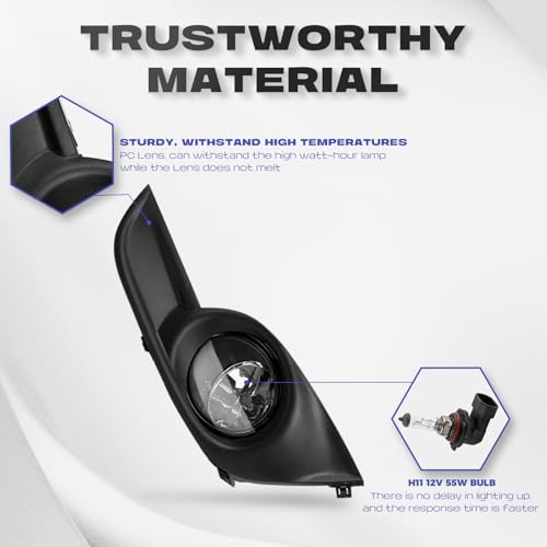 RP Remarkable Power, Fog Lights for 2013 2014 2015 Altima Chrome Black Bezel Clear Lens with Wiring Harness& Switch Driving Bumper Fog Lamps Assembly FL7118 by RP Remarkable Power - Image 3