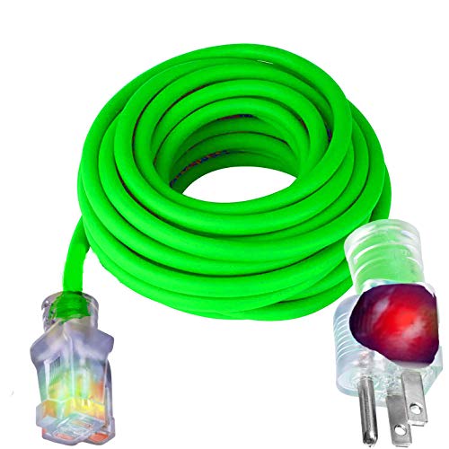 100 Ft 10 Gauge Extension Cords 10 3 Contractor Grade 100' 10 Gauge Power Extension Cord 10/3 Plug ,Extension Cord With Lighted Ends (100 Ft 10 Gauge, Green) #TOP4