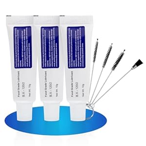 PAYFULLY Siliconenvet voor volautomatische koffiemachines, siliconenvet, geschikt voor levensmiddelen, met 4 reinigingsborstels, smeervet voor koffiezetapparaten, inclusief armaturen, afdichtingen