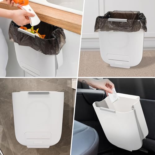 Image of 1.8 Gallon Compost Bin Kitchen for Kitchen Counter /Sink, Hanging Trash Can, Small Trash Can for Home /Bathroom /Cupboard /Outdoor /Camping /RV(White,40 Compostable Trash Bags)