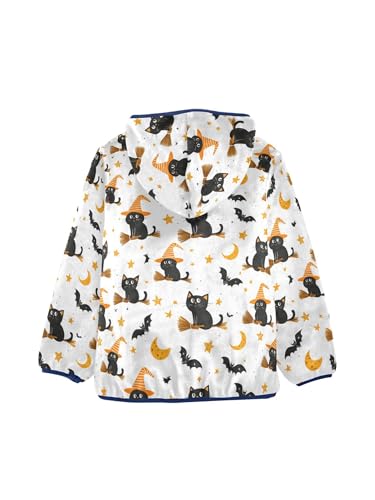 Broom Cats and Bats Girls Fleece Jacket Girls Fall Jacket Boys Coats Zip Up Hoodie Children Outerwear 2-10T2