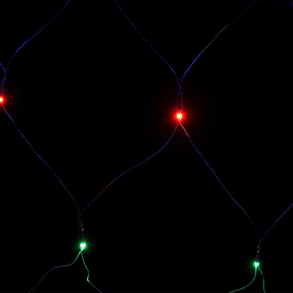 Weihnachts-Lichternetz 4x4 m 544 LED Bunt Indoor Outdoor PVC energiesparend mit 8 Lichteffekten und 5 m Verlängerungskabel für Garten Balkon Terrasse Fenster Party – IP44 wasserdicht