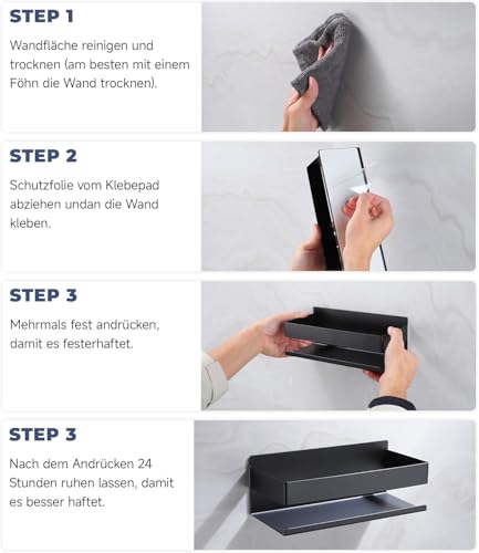 Cooeco Duschablage ohne Bohren - 2 Stück rostfreie Badezimmer Organizer, Badregal Ohne Bohren Shampoo Halterung für Dusche