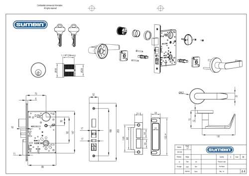Image of Commercial Lever Lock - Heavy-Duty Locking Door Handle, Designer Door Handles, UL 3 Hour Fire Rated Mortise Lever Lock Entry Function (F20)