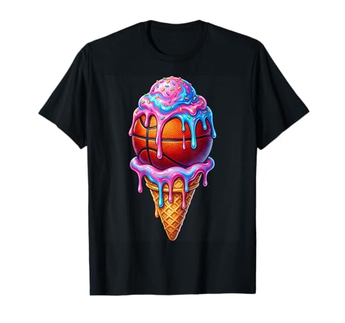 Basketball Ice Cream Drip for Boys Girls Youth Basketball T-Shirt