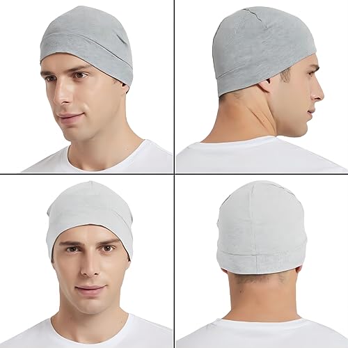 Image of Headshion Cotton Skull Caps for Men Women,2-Pack Lightweight Beanie Sleep Hats Breathable Helmet Liner